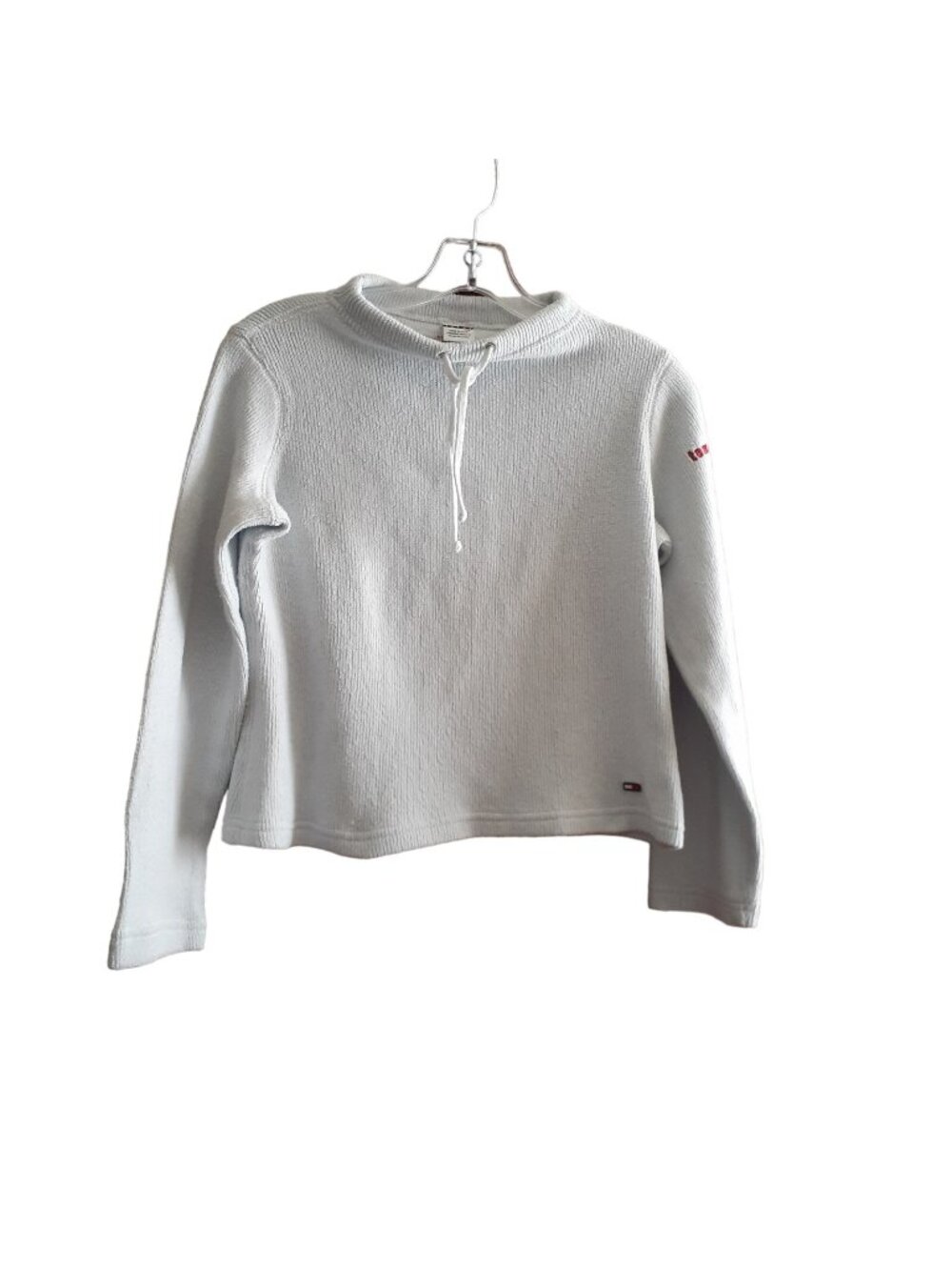 VTG Tommy Hilfiger Crop Ribbed Sweater Tommy Girl Jeans Crewneck Powder Blue 90s